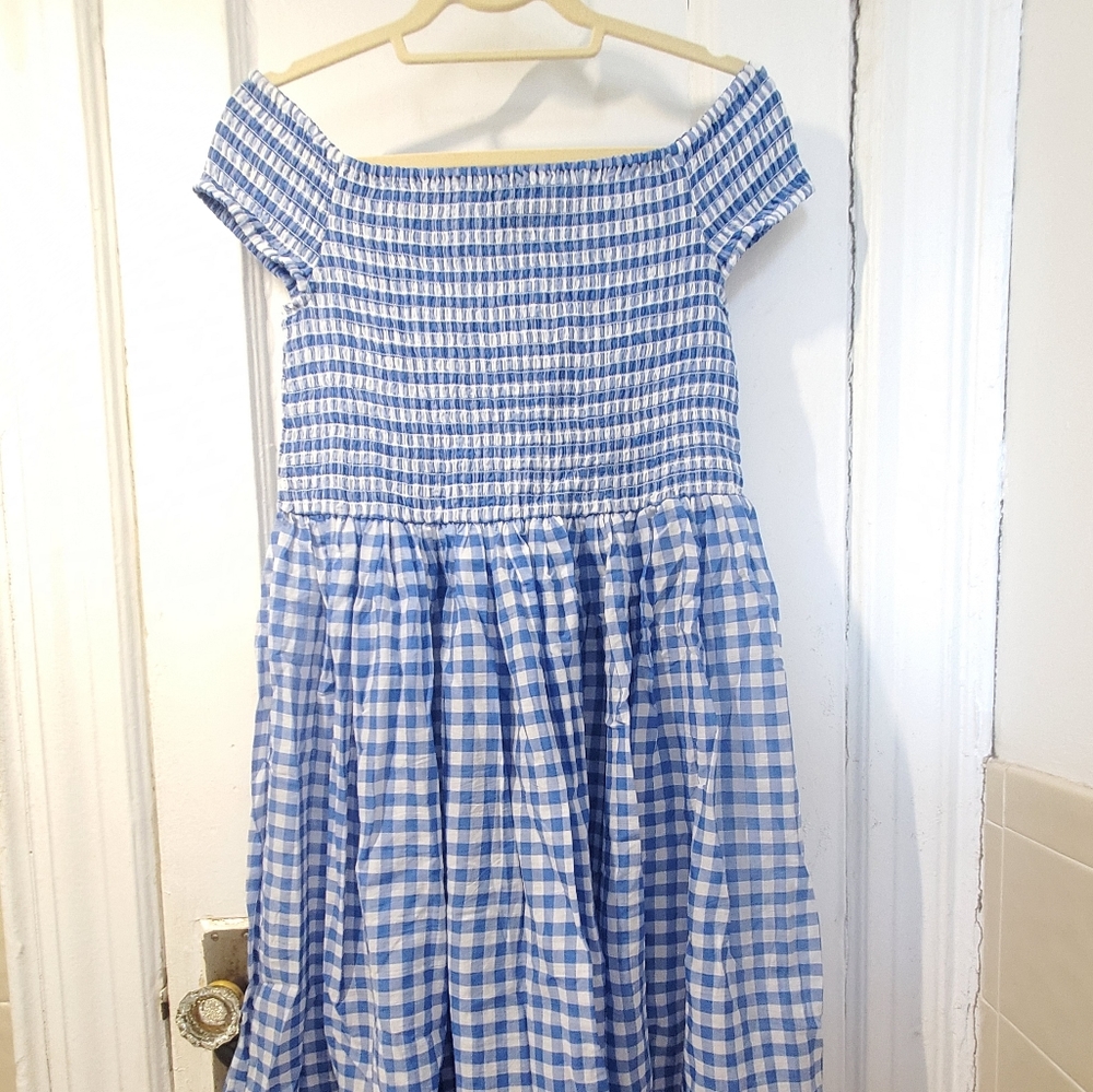 J. Crew Smocked Off-the-Shoulder Beach Dress